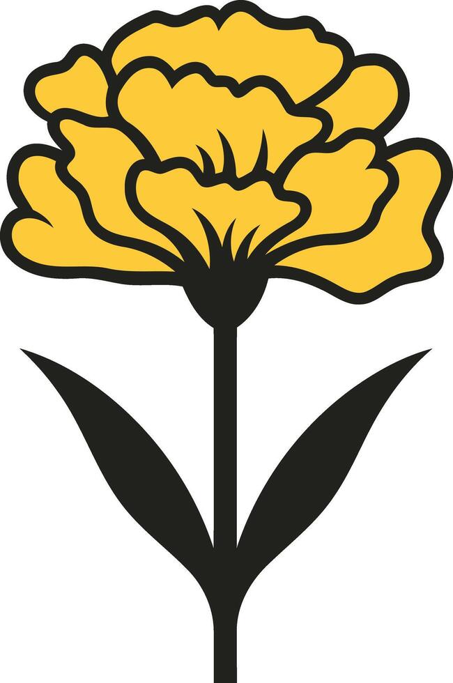 Simple yet elegant, this yellow carnation icon is perfect for adding a touch of nature to your designs vector
