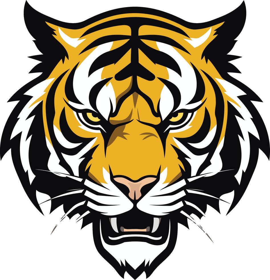 Fierce tiger head mascot, perfect for sports teams, businesses, or any brand needing a powerful and intimidating symbol vector