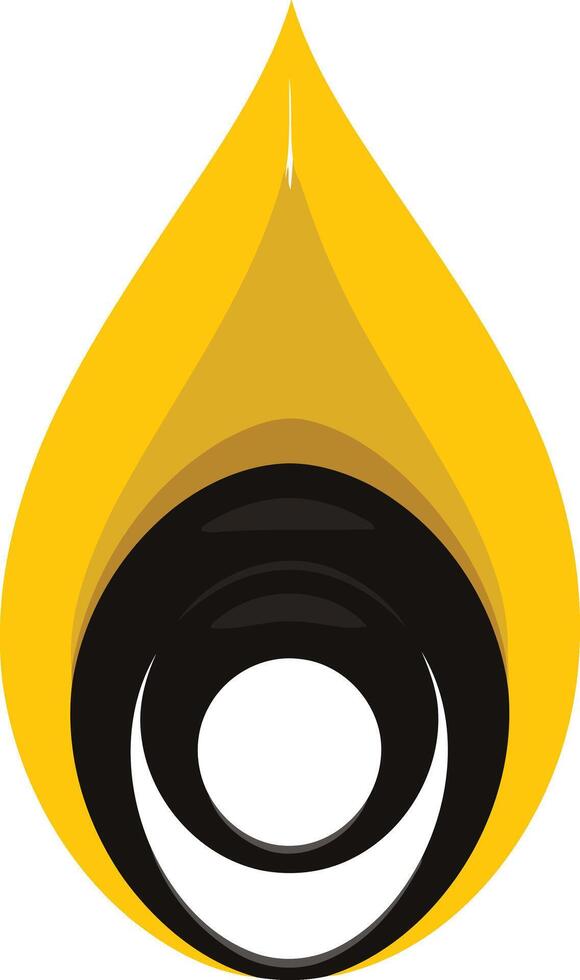 Abstract logo design with a yellow teardrop shape and black concentric circles vector