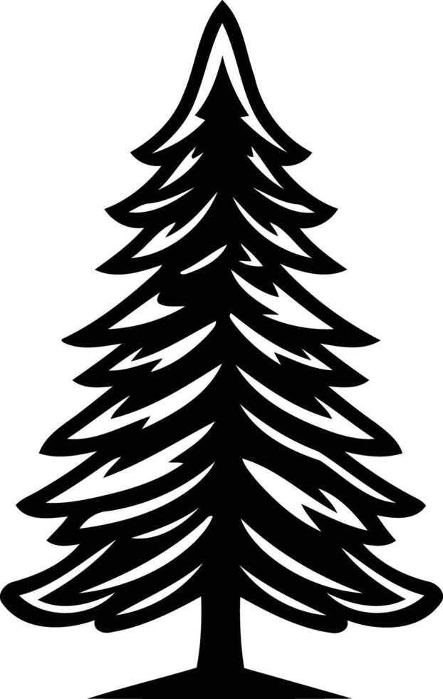 Simple yet striking black and white illustration of a tall evergreen tree vector