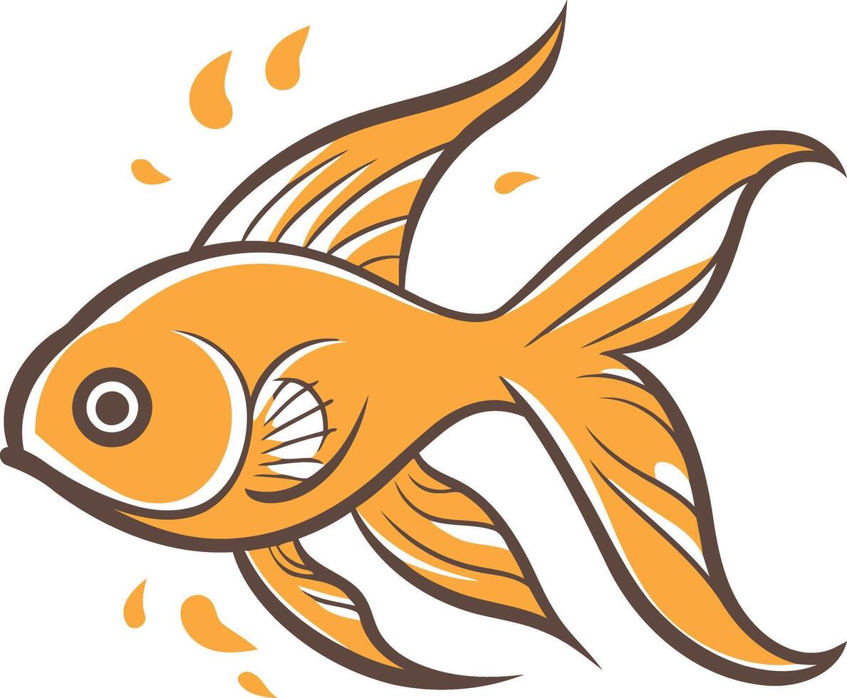 A charming cartoon illustration of a goldfish, perfect for adding a touch of fun and whimsy to your designs vector