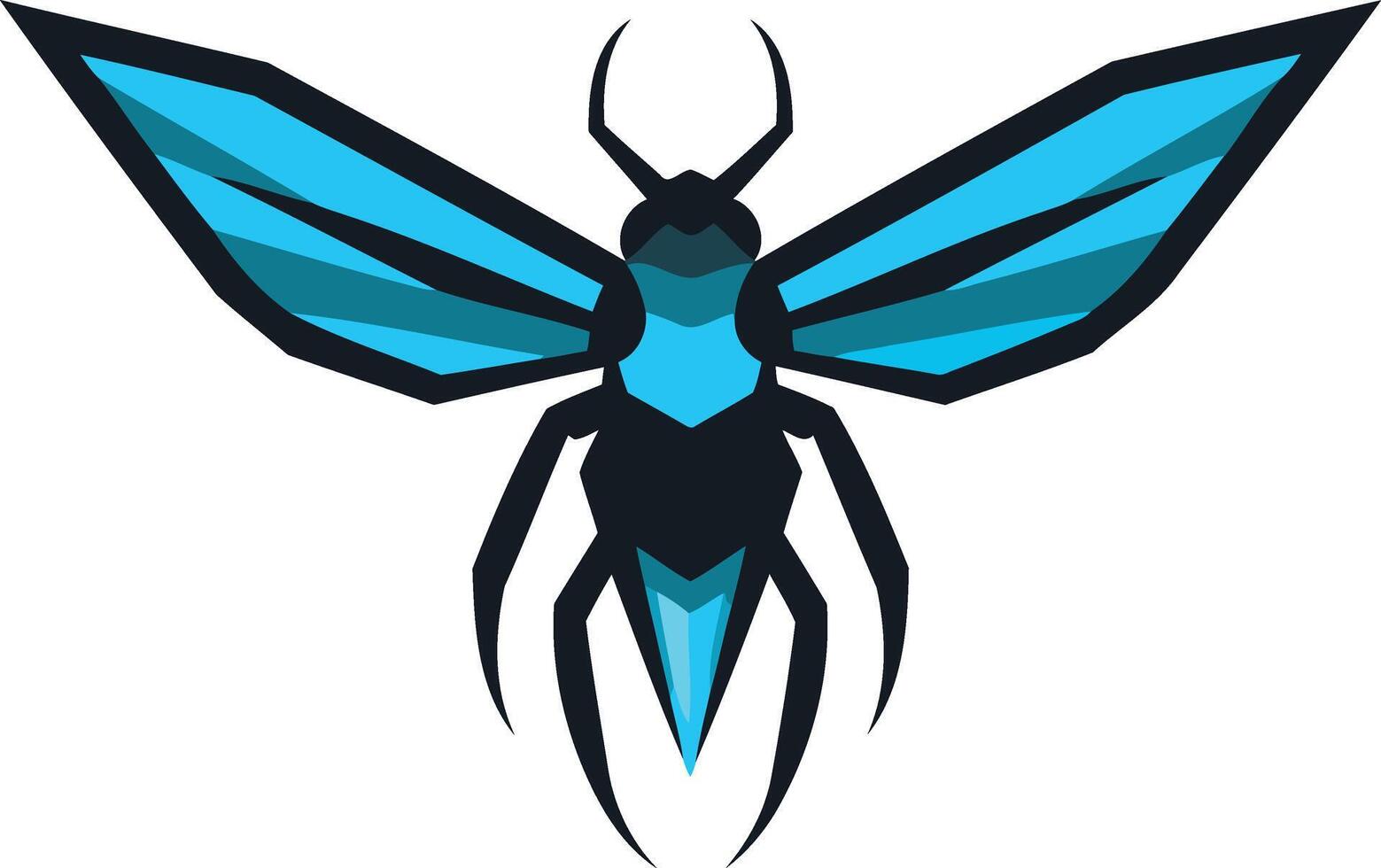 Geometric blue and black insect logo design vector