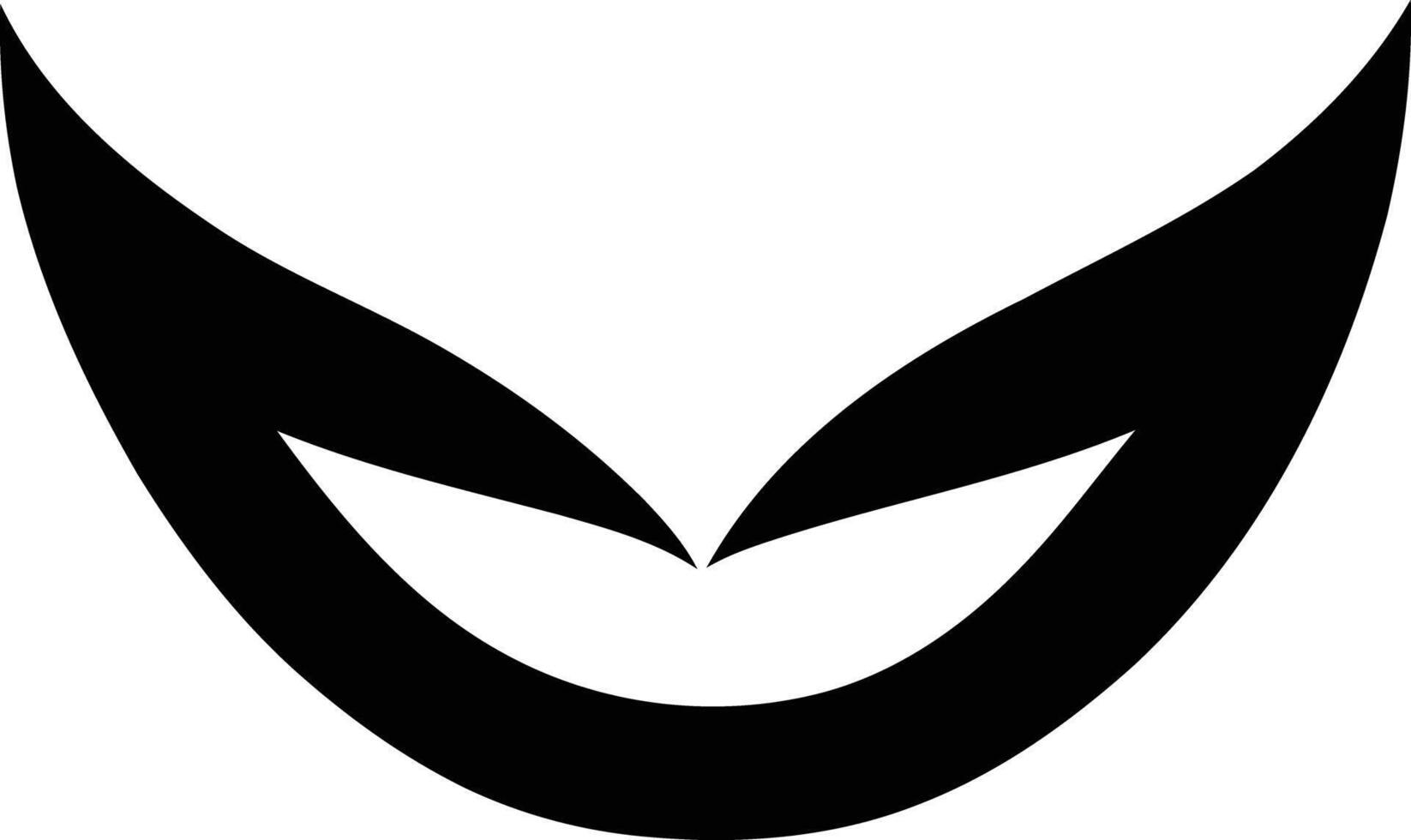 A minimalist, black and white graphic of a stylized, grinning mouth vector
