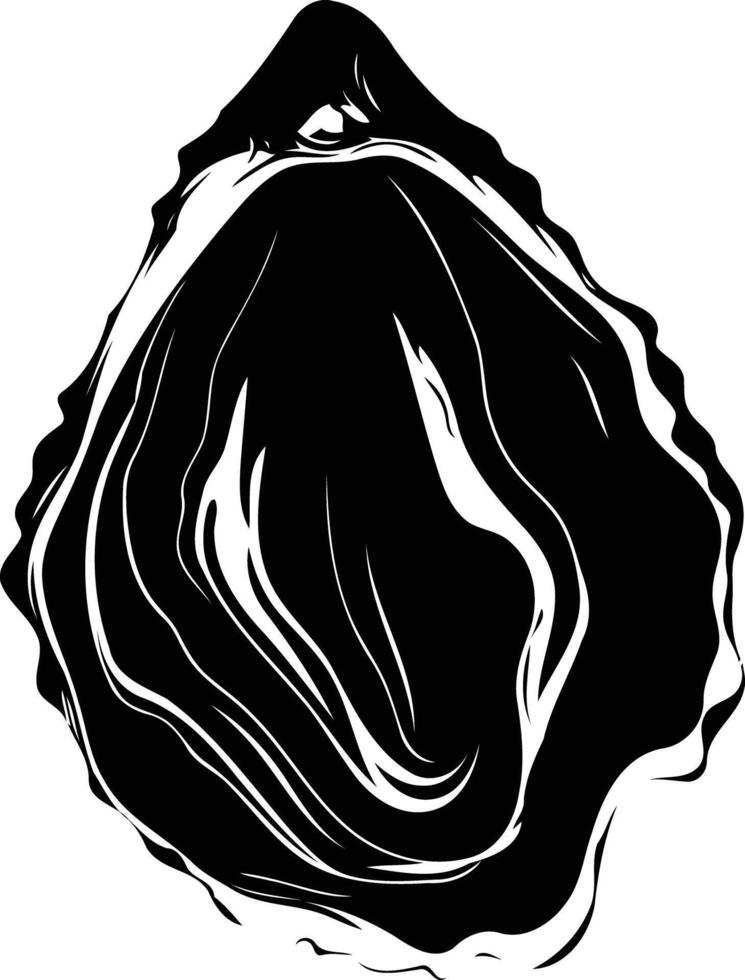 Black and White Illustration of an Oyster Shell vector