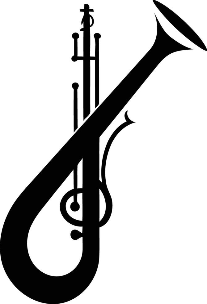 A simple yet elegant black and white silhouette of a trumpet vector