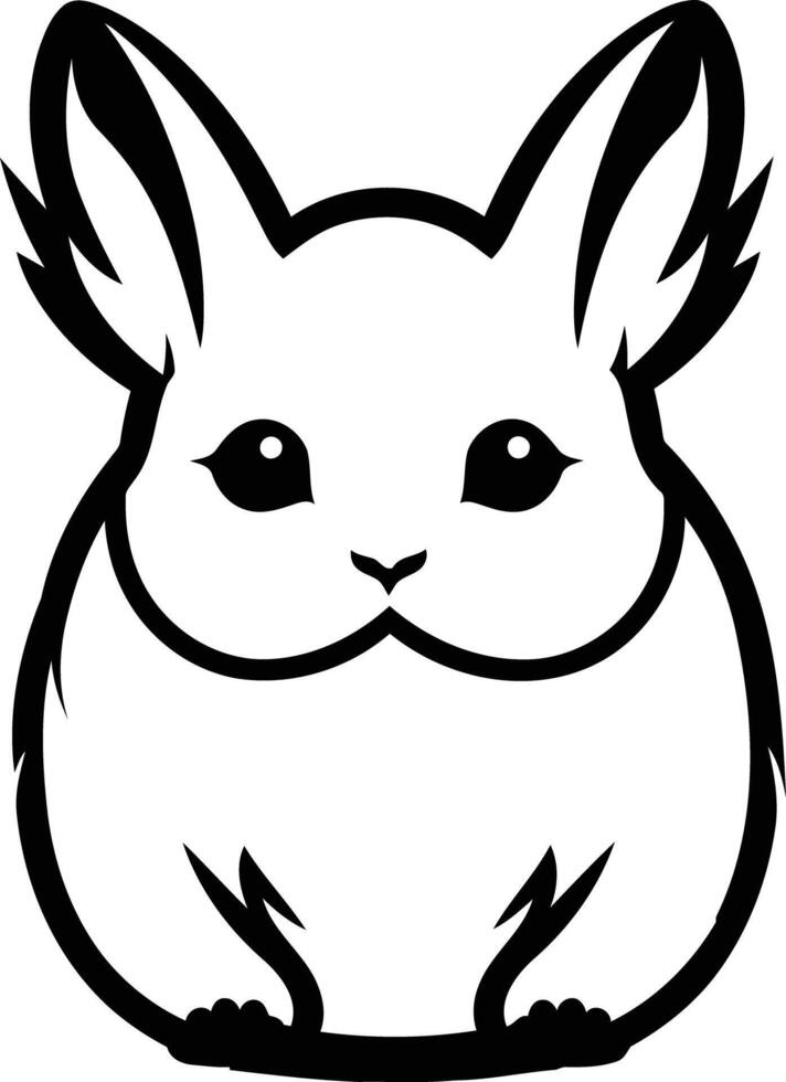 Cute black and white bunny outline, perfect for logos, branding, and children's designs vector