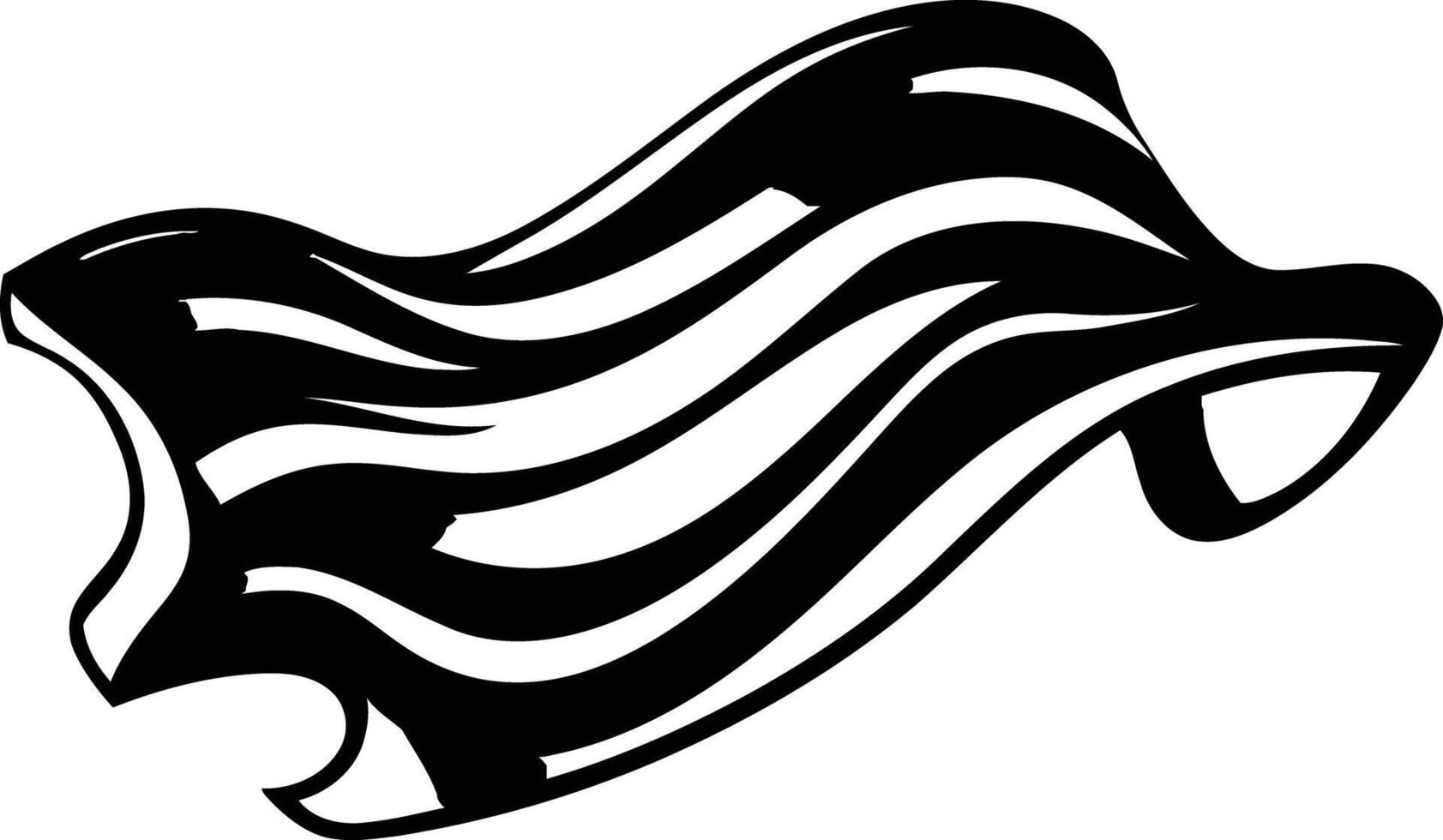 Bold black and white graphic of a striped flag waving in the wind vector