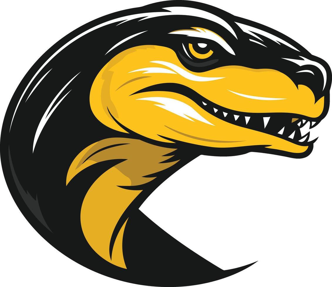 Fierce and bold, this stylized dinosaur head logo design is perfect for sports teams, gaming companies, or any brand seeking a powerful and memorable image vector