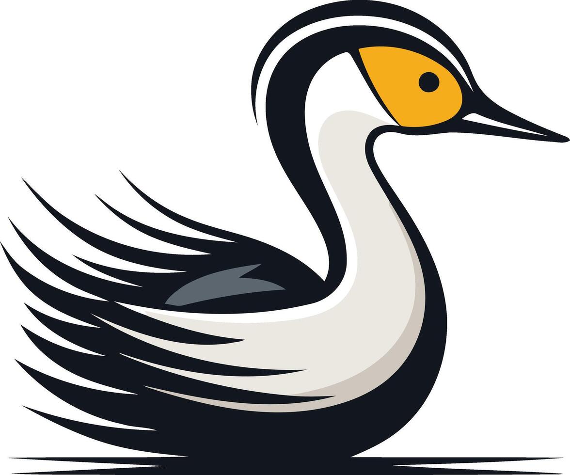 A bold and stylized illustration of a grebe, perfect for use as a logo or mascot for businesses, organizations, or teams related to nature, water, or wildlife vector