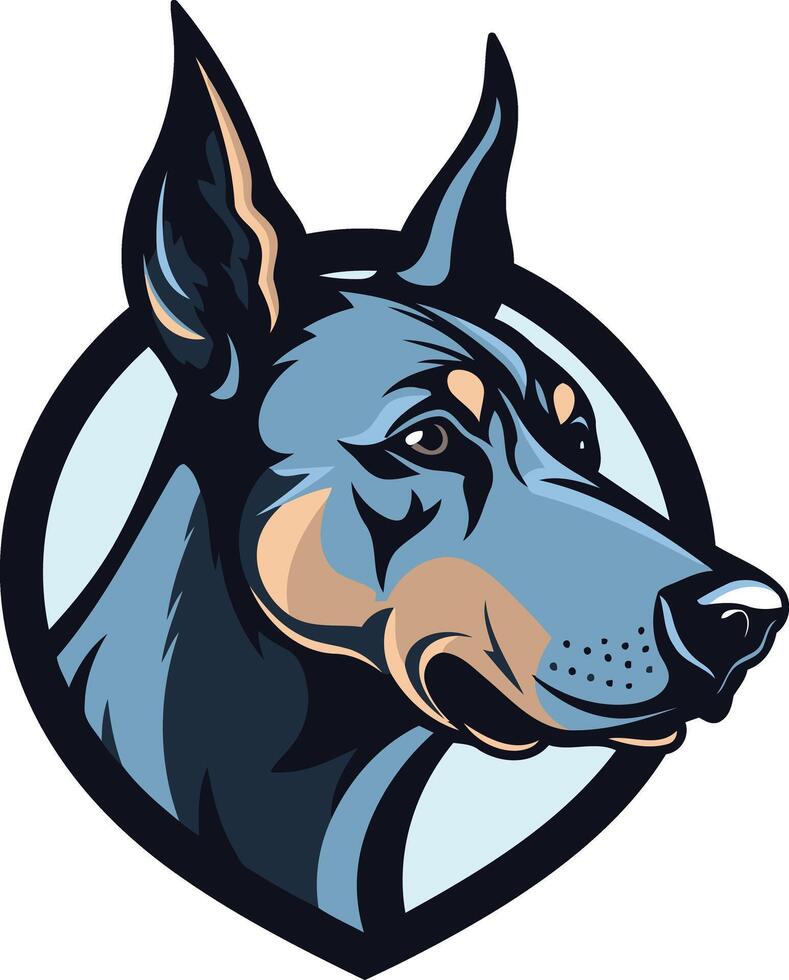 A fierce and powerful doberman pinscher head logo vector