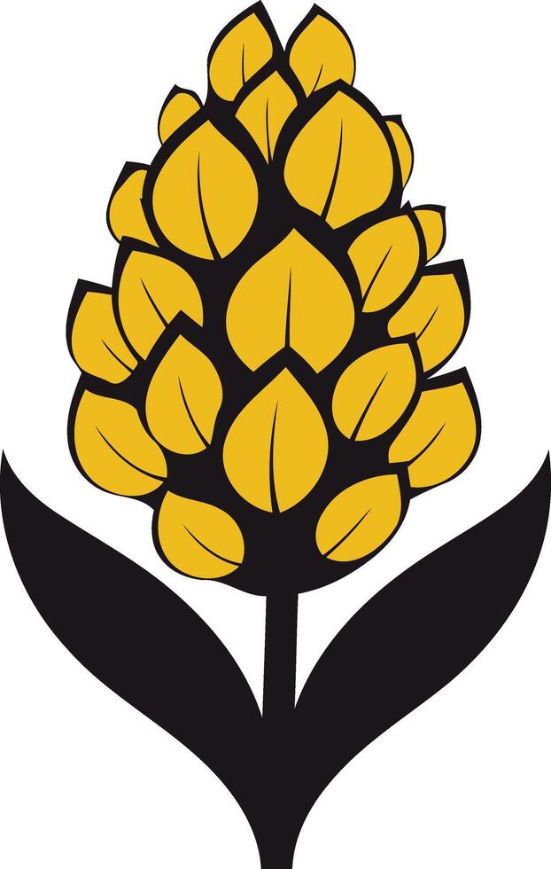 A stylized illustration of a yellow flower with black leaves vector