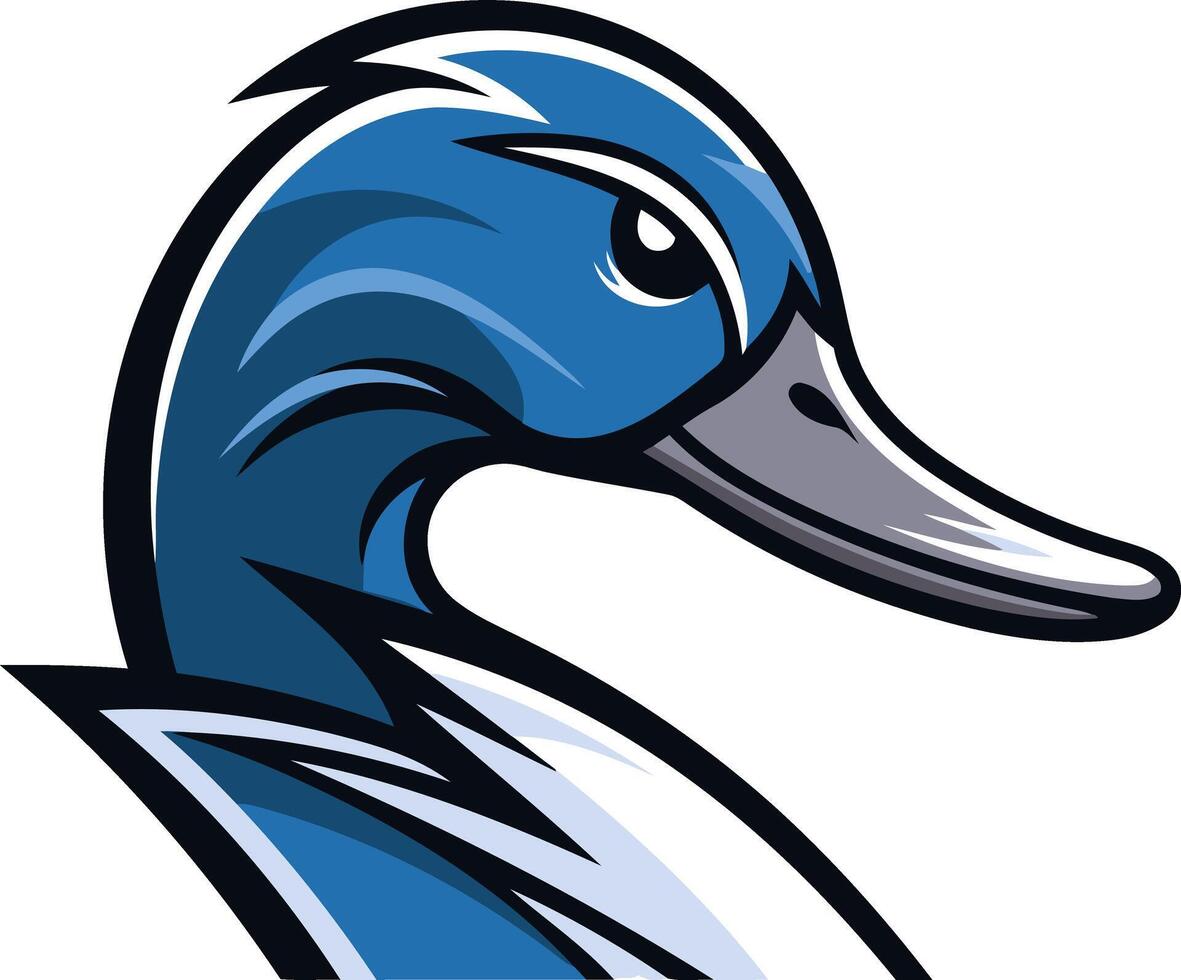 A fierce and dynamic blue duck head logo design, perfect for a sports team, brand, or business seeking a powerful and unique image vector