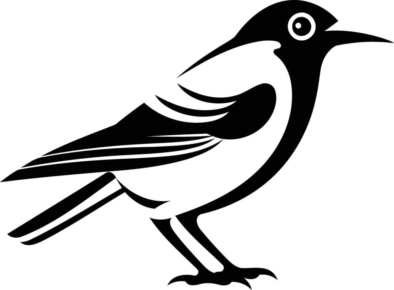 Black and white silhouette of a bird, perfect for nature, wildlife, and tattoo design projects vector