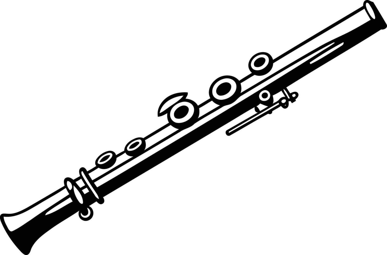 A simple black and white illustration of a flute, perfect for musical design projects, websites, or educational materials vector
