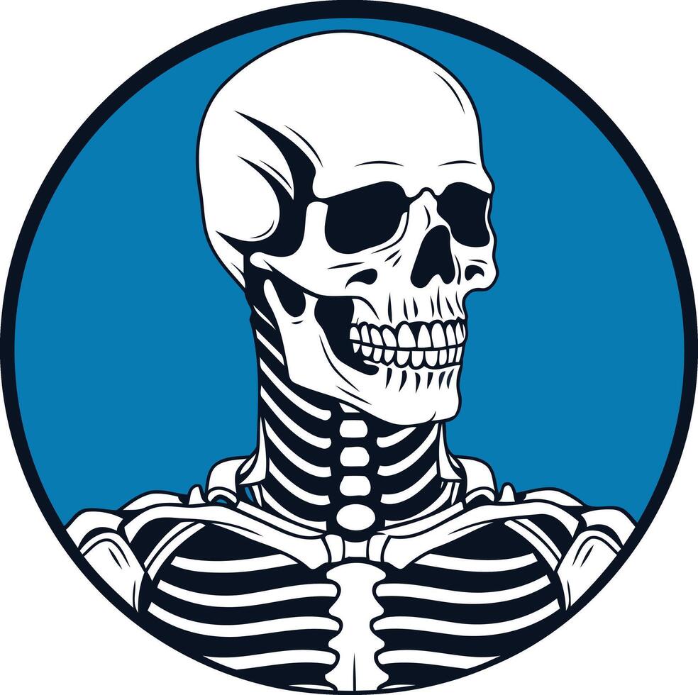 A bold and graphic illustration of a skull with exposed ribs, perfect for edgy designs, t shirts, and branding vector