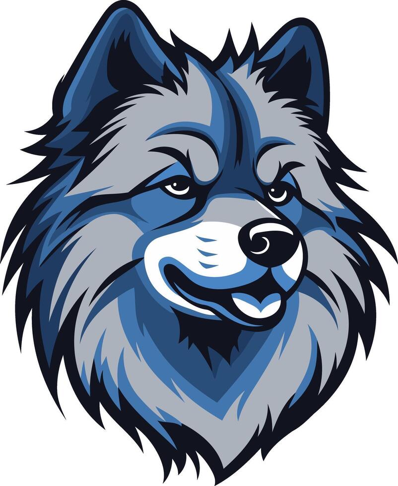 A bold and playful blue and grey wolf head mascot illustration, perfect for sports teams, brands, and organizations vector