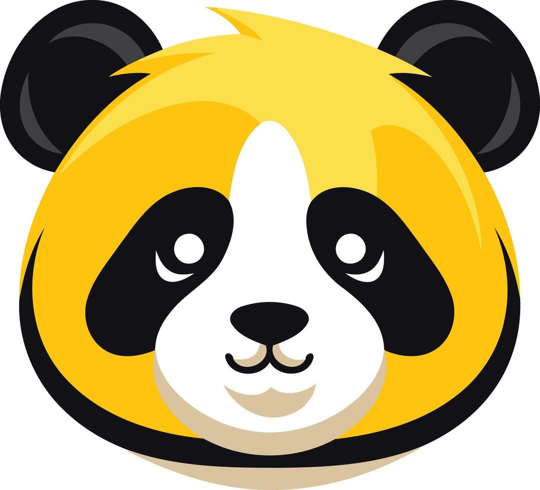 Cute cartoon panda bear with yellow fur and big, black eyes vector