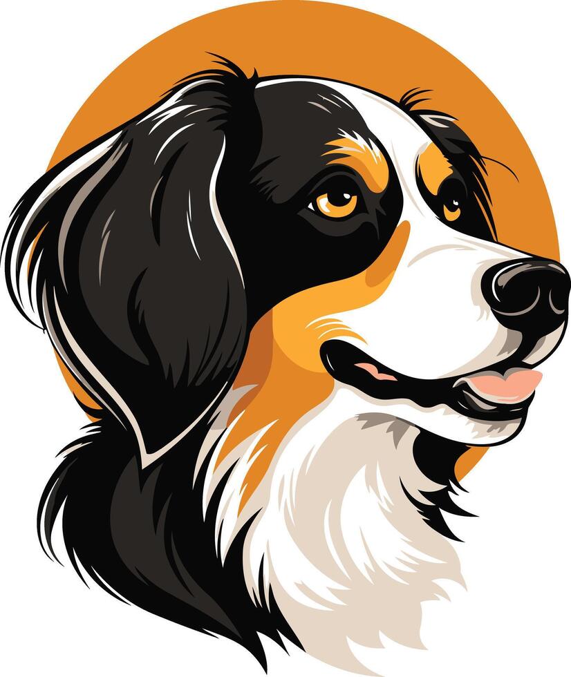 Charming illustration of a bernese mountain dog with a friendly smile, perfect for pet related designs vector