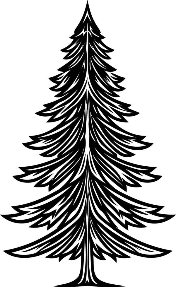 A simple yet striking black and white illustration of a pine tree vector