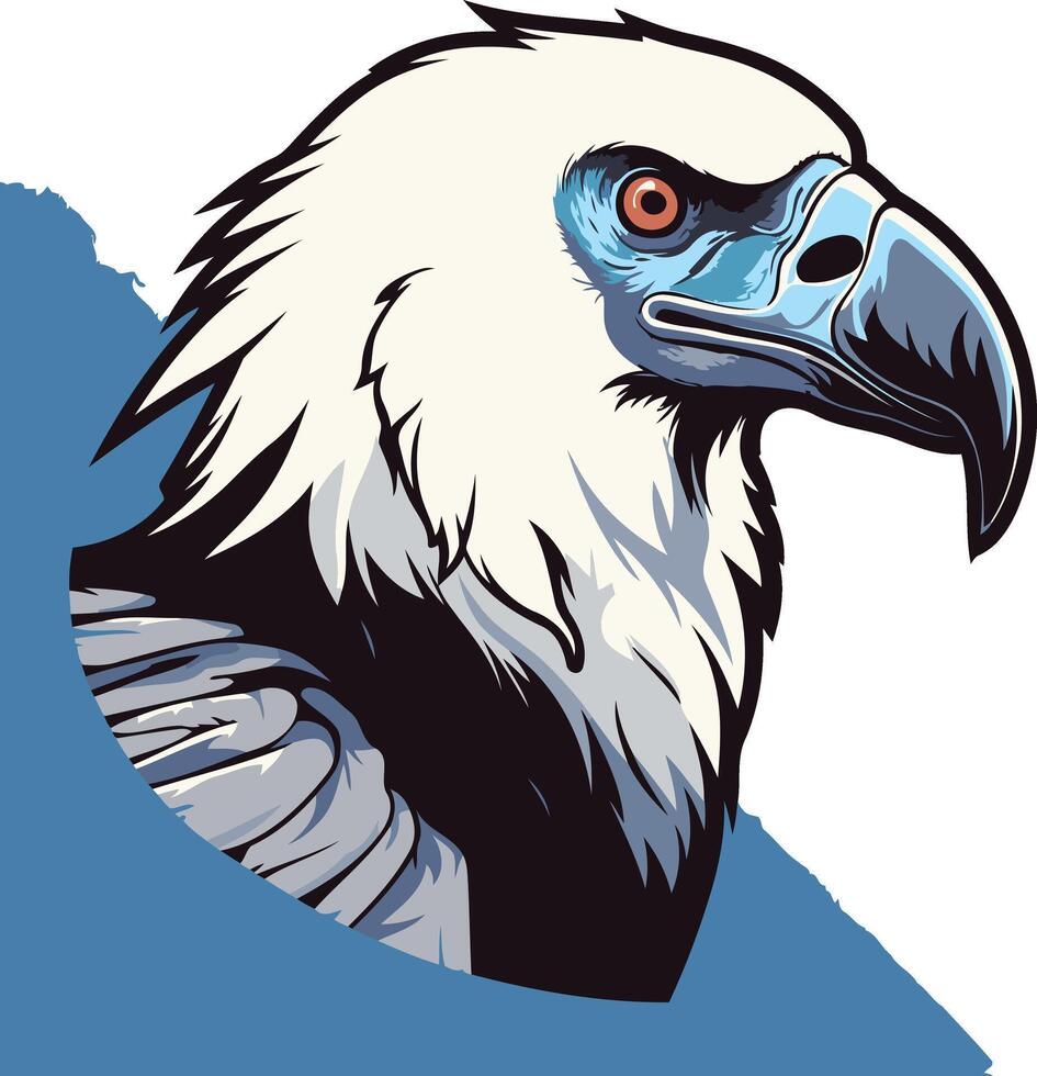 A striking illustration of a fierce, majestic bald eagle head with a sharp gaze and bold colors vector