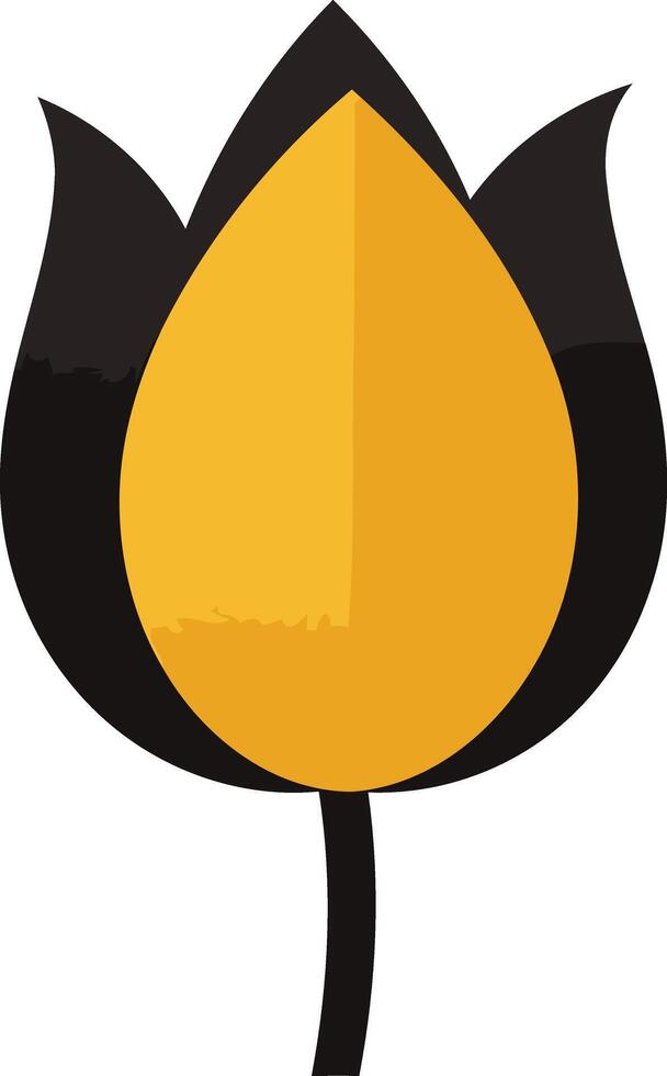 A simple, stylized tulip illustration in black and yellow vector