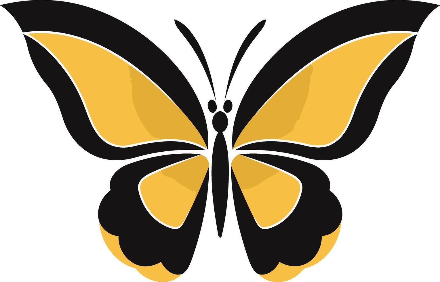 A simple yet elegant black and yellow butterfly illustration vector