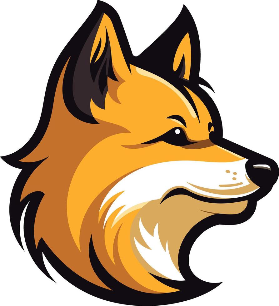 A bold and stylized fox head logo, perfect for sports teams, businesses, or branding vector