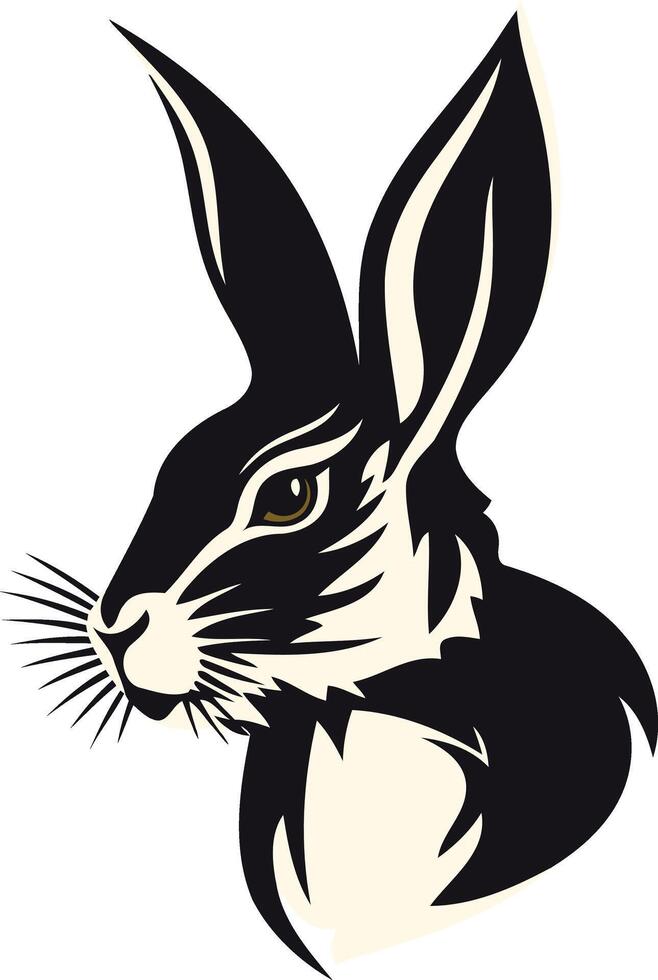 A striking black and white illustration of a rabbit's head, perfect for branding, logos, and design projects vector