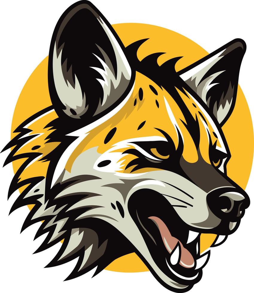 A fierce and dynamic illustration of a snarling wild dog's head, perfect for branding, apparel, and sports team logos vector