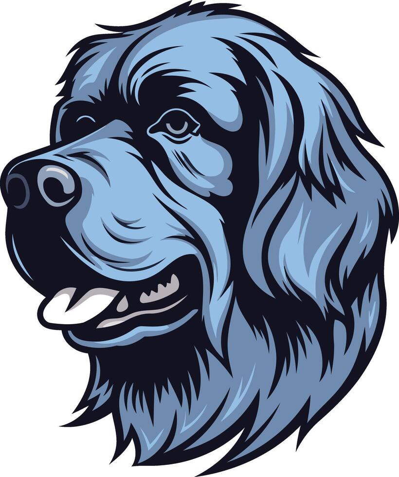 A striking, detailed illustration of a newfoundland dog's head, perfect for pet related designs, logos, and branding vector