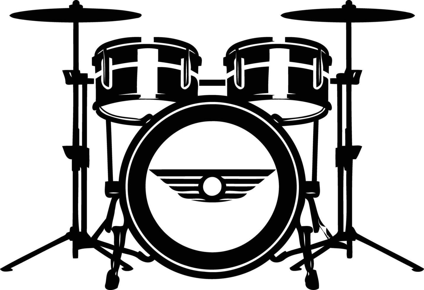 A minimalist silhouette of a drum kit, perfect for music-related design projects vector