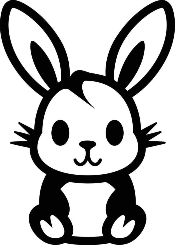 Cute cartoon bunny rabbit in black and white, perfect for children's books, websites, and designs vector