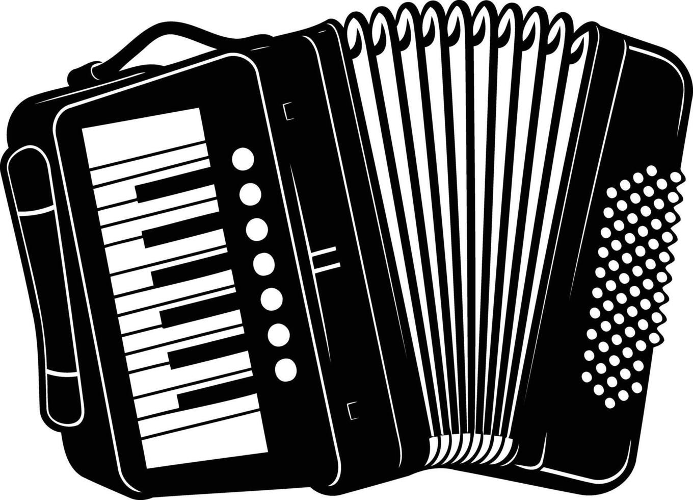 Black and white illustration of an accordion vector