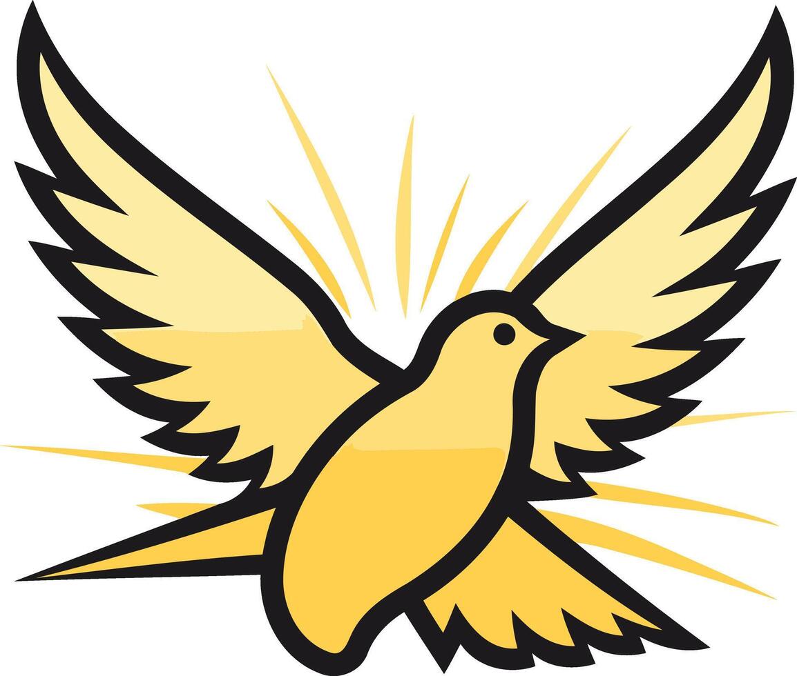 A stylized dove with outstretched wings, bathed in a radiant light, symbolizing peace, hope, and new beginnings vector