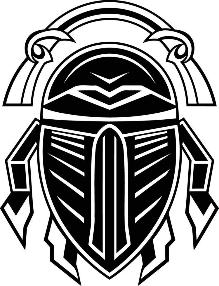 A bold, black and white element illustration of a stylized scarab beetle, perfect for branding, tattoos, or mystical designs vector