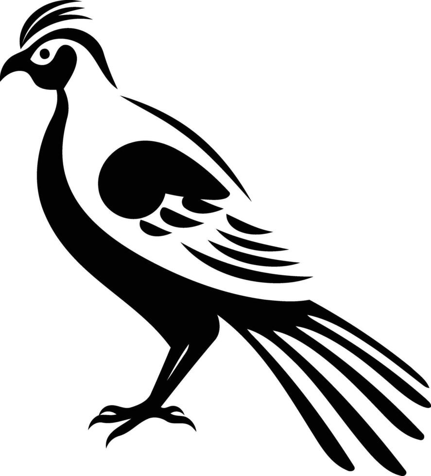A simple, stylized black and white illustration of a bird, perfect for designs focusing on nature, wildlife, or tattoos vector