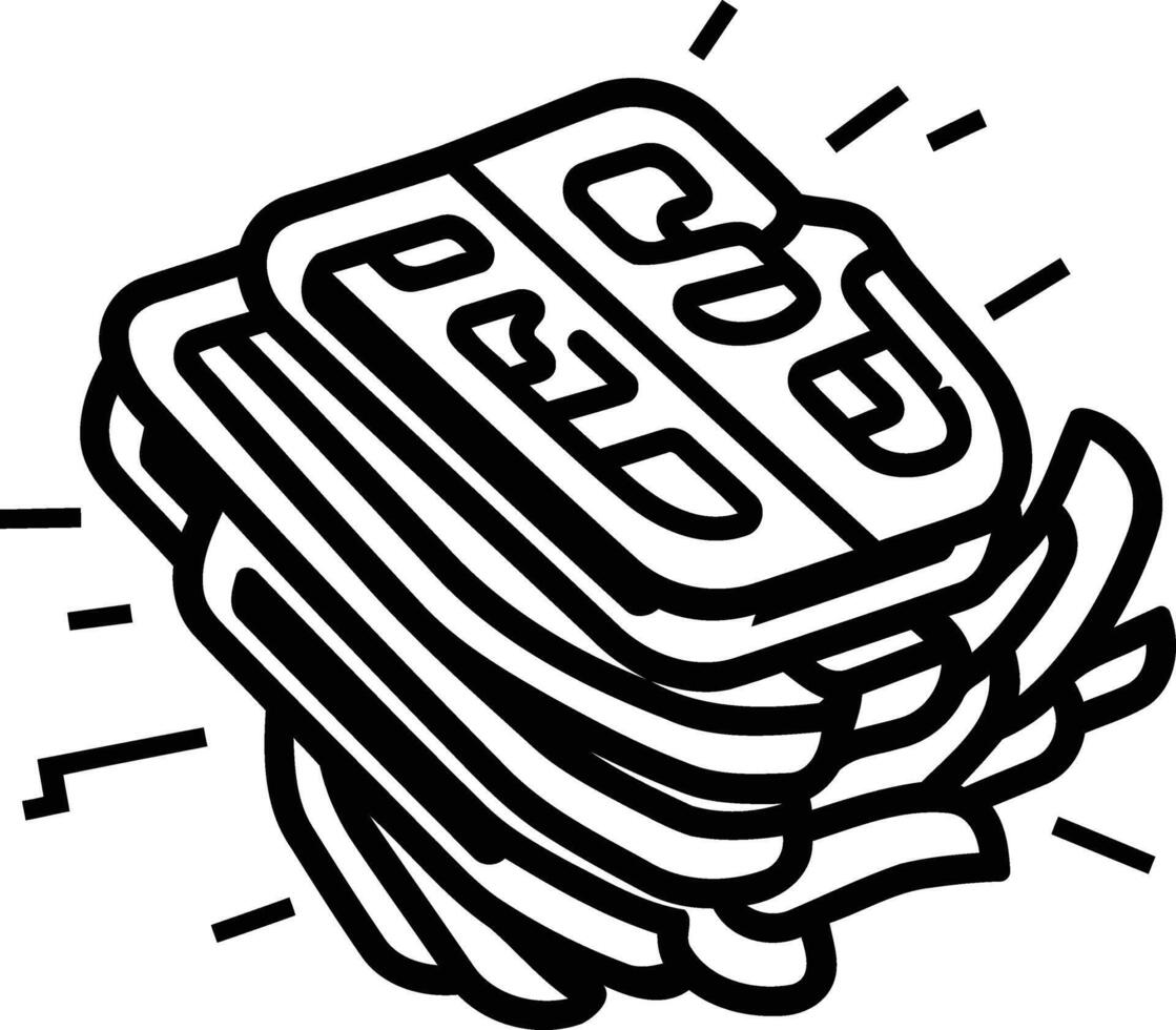 A simple line drawing illustration of a stack of folded paper, perfect for representing the concept of origami, organization, or layering vector