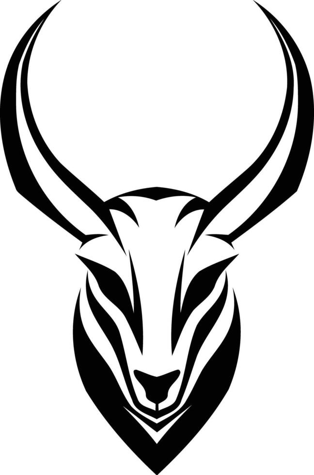 A bold and striking black and white illustration of a stylized bull's head vector