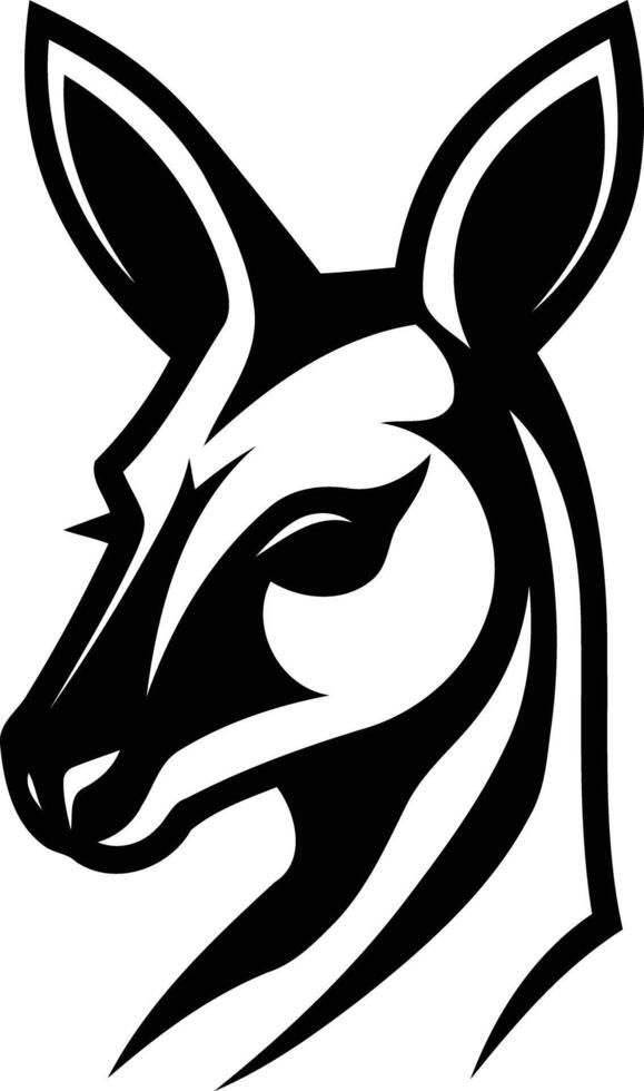 A strong and stylized black and white kangaroo head logo vector
