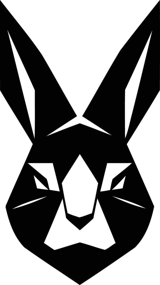 Geometric rabbit head silhouette in black, perfect for a logo, branding, or tattoo design vector