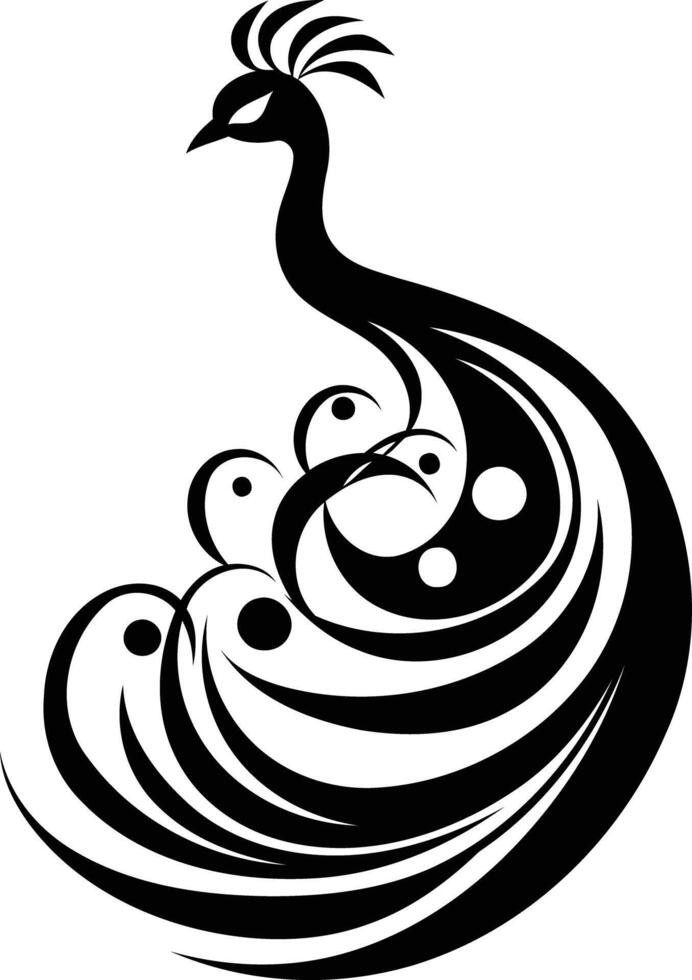Stylish peacock design in black and white, perfect for branding, logos, and decorative elements vector