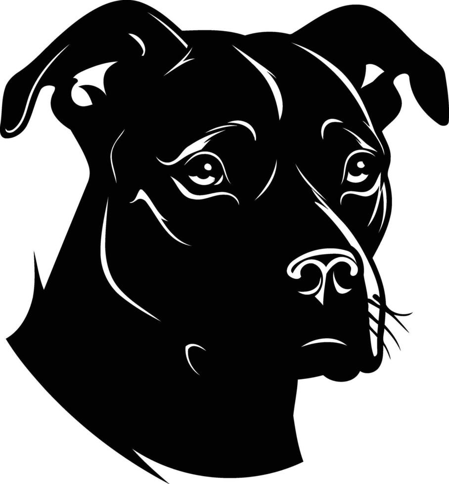 Strong and striking silhouette of a pit bull's head, perfect for branding, logos, or tattoo designs vector