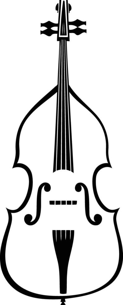 A simple, black and white silhouette of a double bass, perfect for musical logos, branding, or graphic design projects vector