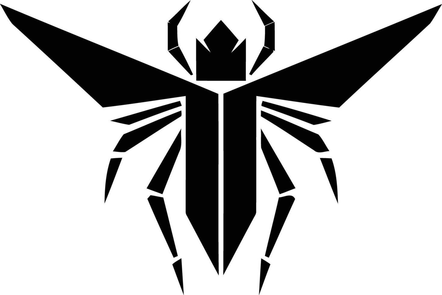 Geometric beetle logo with sharp angles and bold lines vector