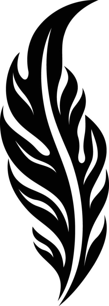A stylish black and white feather tattoo design vector