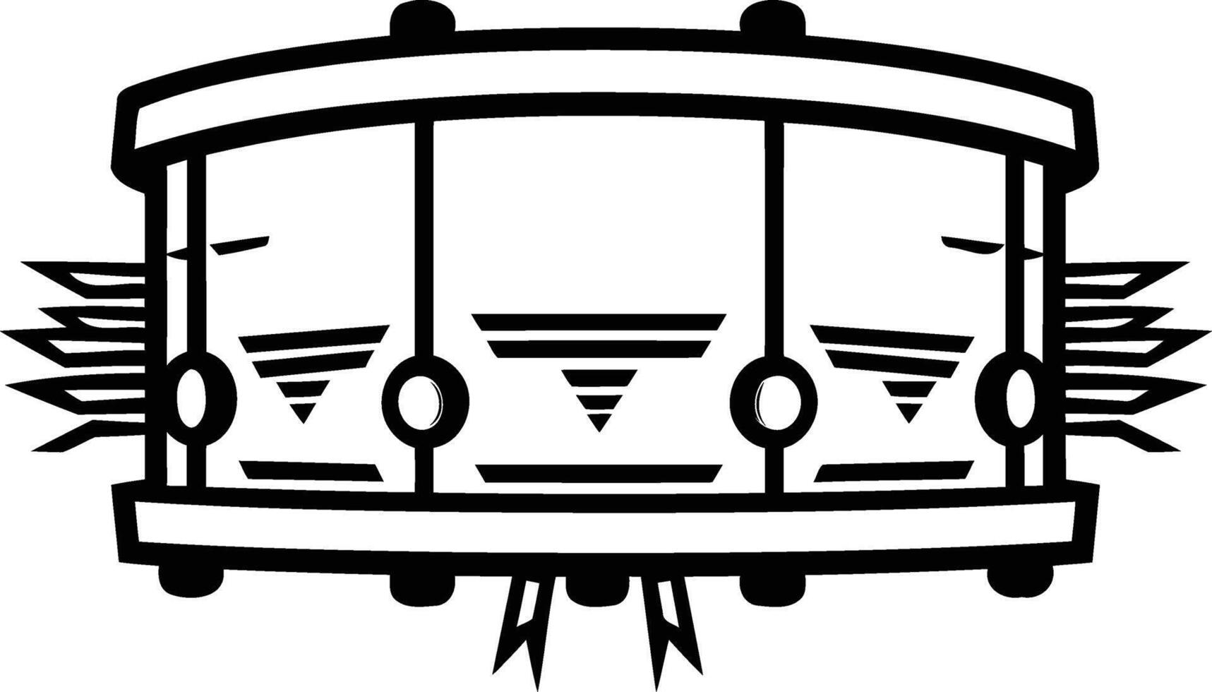 A simple black and white illustration of a snare drum, perfect for use in music-related designs, branding, or web graphics vector