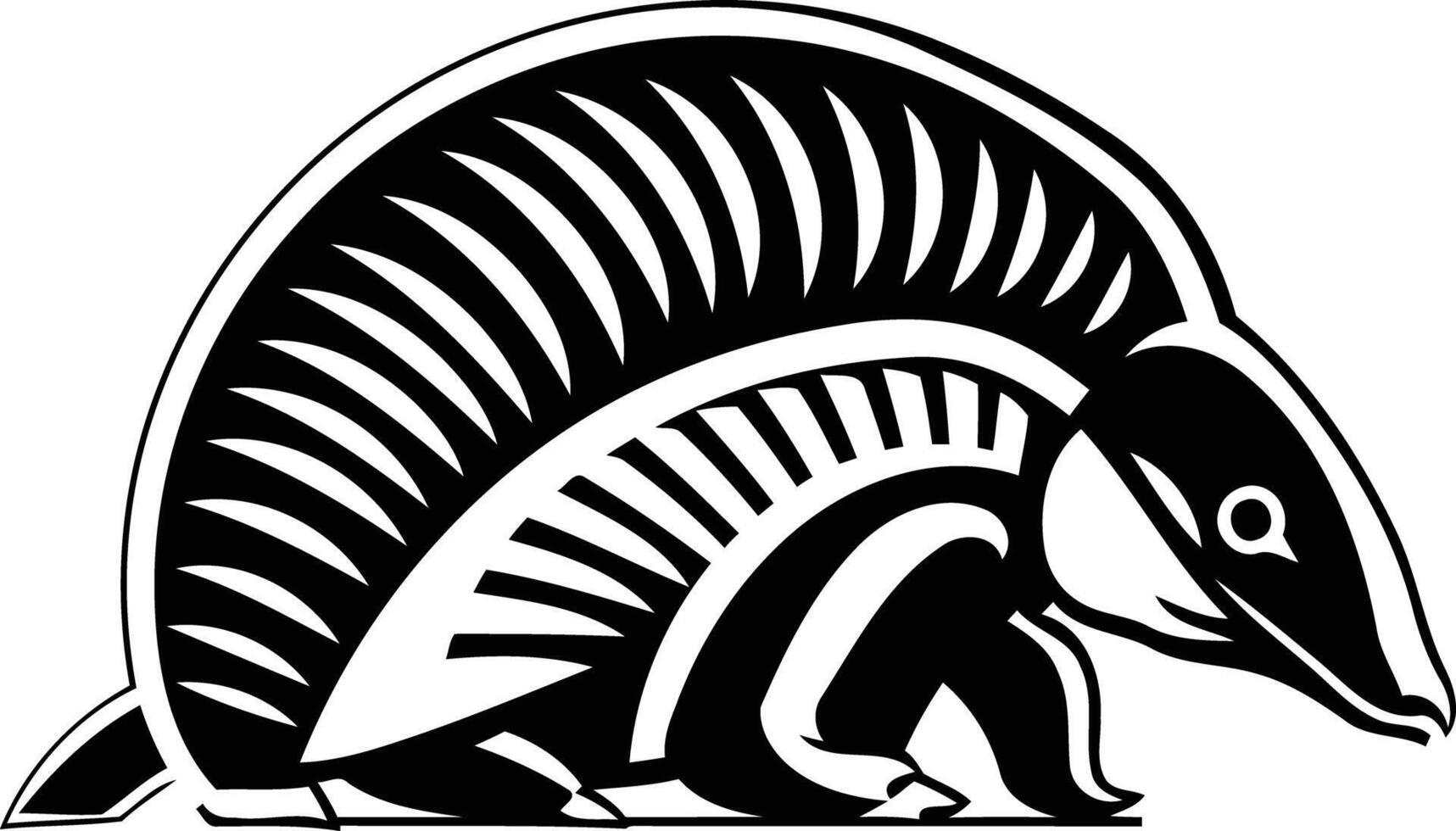 A bold, graphic black and white illustration of an armadillo vector