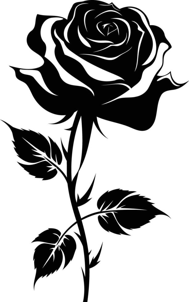 Black and White Rose Silhouette vector