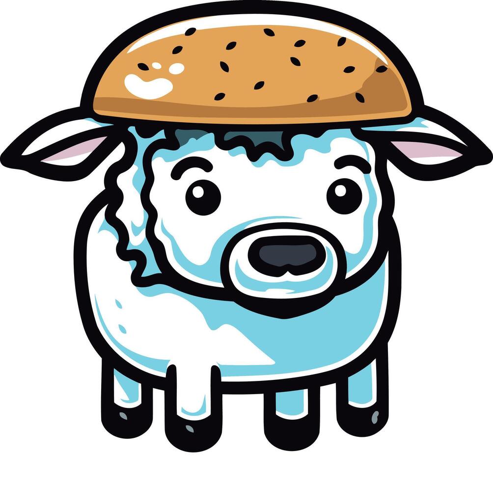Cute cartoon sheep wearing a bun vector