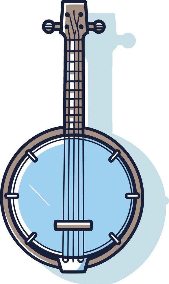 Simple line art illustration of a banjo, perfect for websites, apps, or social media posts about music, folk music, or bluegrass vector